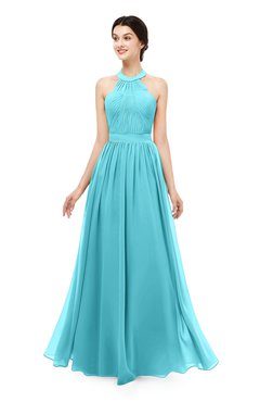 ColsBM Marley Turquoise Bridesmaid Dresses Floor Length Illusion Sleeveless Ruching Romantic A-line