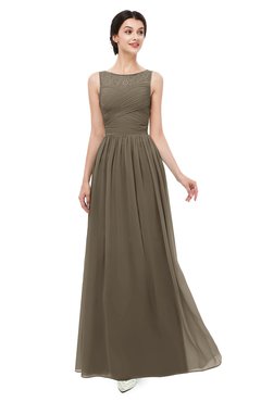 ColsBM Skyler Carafe Brown Bridesmaid Dresses Sheer A-line Sleeveless Classic Ruching Zipper