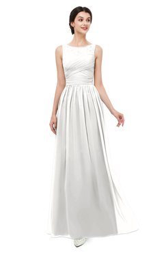 ColsBM Skyler Cloud White Bridesmaid Dresses Sheer A-line Sleeveless Classic Ruching Zipper