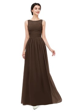 ColsBM Skyler Copper Bridesmaid Dresses Sheer A-line Sleeveless Classic Ruching Zipper