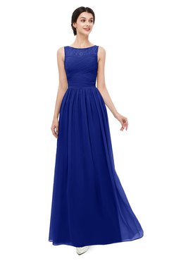 ColsBM Skyler Electric Blue Bridesmaid Dresses Sheer A-line Sleeveless Classic Ruching Zipper
