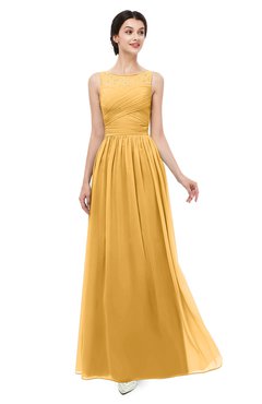 ColsBM Skyler Golden Cream Bridesmaid Dresses Sheer A-line Sleeveless Classic Ruching Zipper