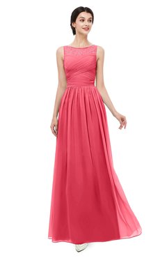 ColsBM Skyler Guava Bridesmaid Dresses Sheer A-line Sleeveless Classic Ruching Zipper