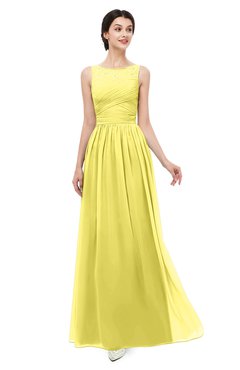 ColsBM Skyler Yellow Iris Bridesmaid Dresses Sheer A-line Sleeveless Classic Ruching Zipper