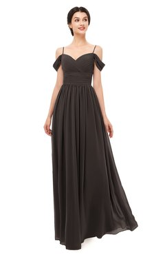 ColsBM Angel Fudge Brown Bridesmaid Dresses Short Sleeve Elegant A-line Ruching Floor Length Backless