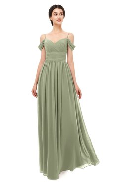 ColsBM Angel Moss Green Bridesmaid Dresses Short Sleeve Elegant A-line Ruching Floor Length Backless