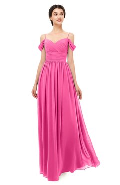 ColsBM Angel Rose Pink Bridesmaid Dresses Short Sleeve Elegant A-line Ruching Floor Length Backless