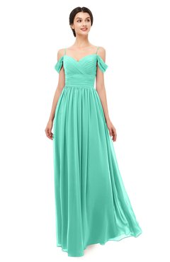 ColsBM Angel Seafoam Green Bridesmaid Dresses Short Sleeve Elegant A-line Ruching Floor Length Backless