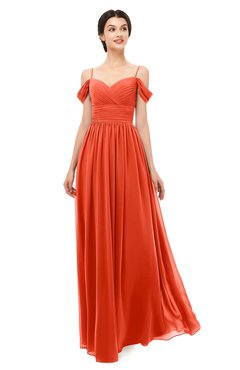 ColsBM Angel Tangerine Tango Bridesmaid Dresses Short Sleeve Elegant A-line Ruching Floor Length Backless