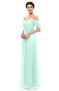 ColsBM Haven Soothing Sea Bridesmaid Dresses Zip up Off The Shoulder Sexy Floor Length Short Sleeve A-line