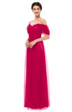 ColsBM Haven Virtual Pink Bridesmaid Dresses Zip up Off The Shoulder Sexy Floor Length Short Sleeve A-line