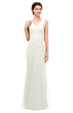 ColsBM Regina Ivory Bridesmaid Dresses Mature V-neck Sleeveless Buttons Zip up Floor Length