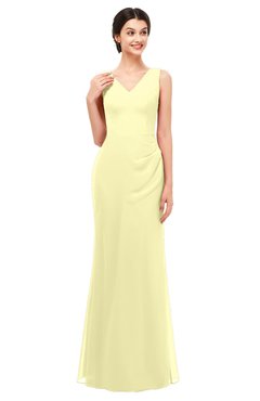 ColsBM Regina Wax Yellow Bridesmaid Dresses Mature V-neck Sleeveless Buttons Zip up Floor Length