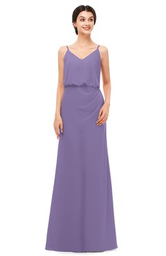 ColsBM Sasha Chalk Violet Bridesmaid Dresses Column Simple Floor Length Sleeveless Zip up V-neck