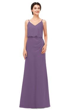 ColsBM Sasha Eggplant Bridesmaid Dresses Column Simple Floor Length Sleeveless Zip up V-neck