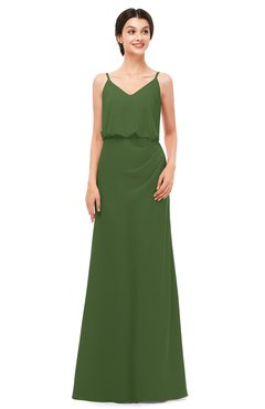 ColsBM Sasha Garden Green Bridesmaid Dresses Column Simple Floor Length Sleeveless Zip up V-neck