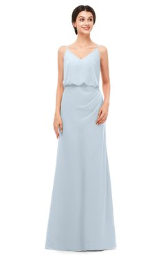 ColsBM Sasha Illusion Blue Bridesmaid Dresses Column Simple Floor Length Sleeveless Zip up V-neck