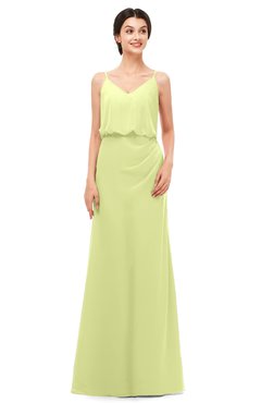 ColsBM Sasha Lime Green Bridesmaid Dresses Column Simple Floor Length Sleeveless Zip up V-neck