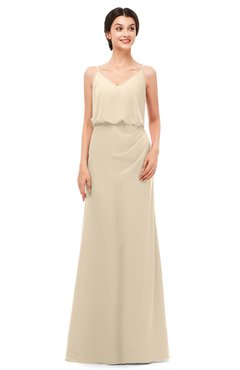 ColsBM Sasha Novelle Peach Bridesmaid Dresses Column Simple Floor Length Sleeveless Zip up V-neck