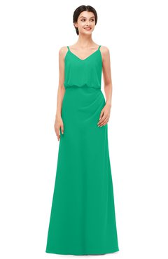 ColsBM Sasha Pepper Green Bridesmaid Dresses Column Simple Floor Length Sleeveless Zip up V-neck