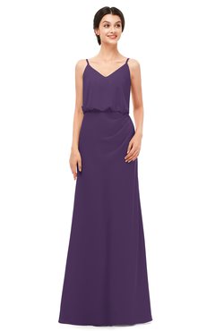 ColsBM Sasha Violet Bridesmaid Dresses Column Simple Floor Length Sleeveless Zip up V-neck