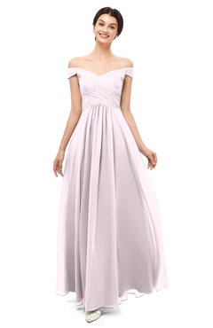 ColsBM Lilith Blush Bridesmaid Dresses Off The Shoulder Pleated Short Sleeve Romantic Zip up A-line