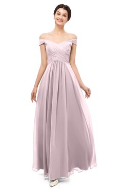 ColsBM Lilith Pale Lilac Bridesmaid Dresses Off The Shoulder Pleated Short Sleeve Romantic Zip up A-line