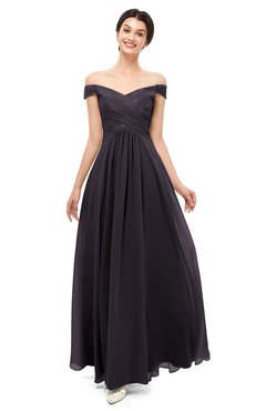 ColsBM Lilith Perfect Plum Bridesmaid Dresses Off The Shoulder Pleated Short Sleeve Romantic Zip up A-line
