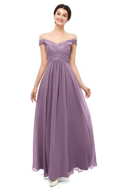 ColsBM Lilith Valerian Bridesmaid Dresses Off The Shoulder Pleated Short Sleeve Romantic Zip up A-line