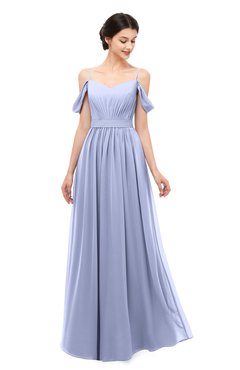 ColsBM Elwyn Blue Heron Bridesmaid Dresses Floor Length Pleated V-neck Romantic Backless A-line