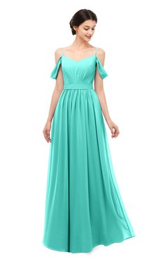 ColsBM Elwyn Blue Turquoise Bridesmaid Dresses Floor Length Pleated V-neck Romantic Backless A-line