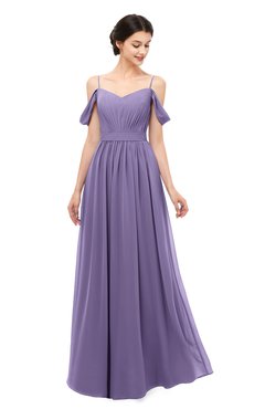 ColsBM Elwyn Chalk Violet Bridesmaid Dresses Floor Length Pleated V-neck Romantic Backless A-line