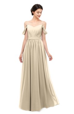ColsBM Elwyn Champagne Bridesmaid Dresses Floor Length Pleated V-neck Romantic Backless A-line