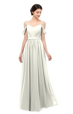 ColsBM Elwyn Cream Bridesmaid Dresses Floor Length Pleated V-neck Romantic Backless A-line