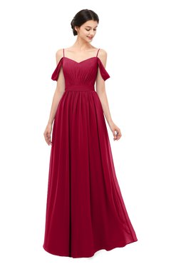 ColsBM Elwyn Dark Red Bridesmaid Dresses Floor Length Pleated V-neck Romantic Backless A-line