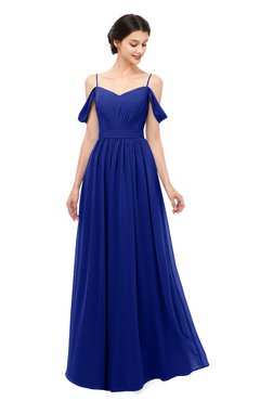 ColsBM Elwyn Electric Blue Bridesmaid Dresses Floor Length Pleated V-neck Romantic Backless A-line