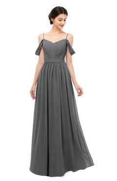 ColsBM Elwyn Grey Bridesmaid Dresses Floor Length Pleated V-neck Romantic Backless A-line