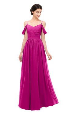 ColsBM Elwyn Hot Pink Bridesmaid Dresses Floor Length Pleated V-neck Romantic Backless A-line