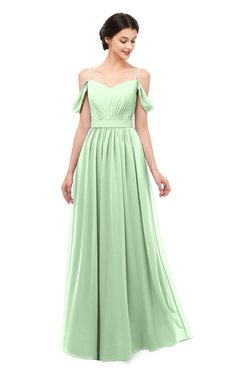ColsBM Elwyn Light Green Bridesmaid Dresses Floor Length Pleated V-neck Romantic Backless A-line