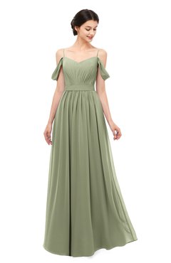 ColsBM Elwyn Moss Green Bridesmaid Dresses Floor Length Pleated V-neck Romantic Backless A-line
