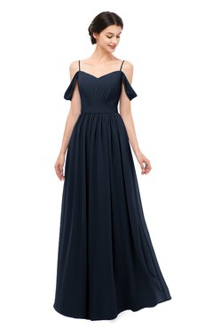 ColsBM Elwyn Navy Blue Bridesmaid Dresses Floor Length Pleated V-neck Romantic Backless A-line