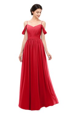 ColsBM Elwyn Red Bridesmaid Dresses Floor Length Pleated V-neck Romantic Backless A-line