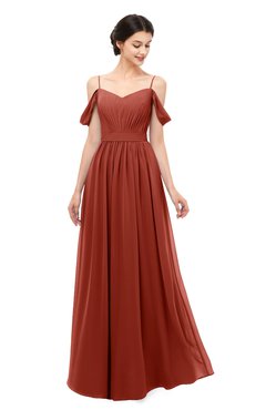 ColsBM Elwyn Rust Bridesmaid Dresses Floor Length Pleated V-neck Romantic Backless A-line