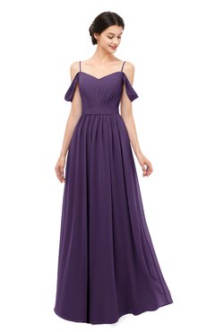 ColsBM Elwyn Violet Bridesmaid Dresses Floor Length Pleated V-neck Romantic Backless A-line