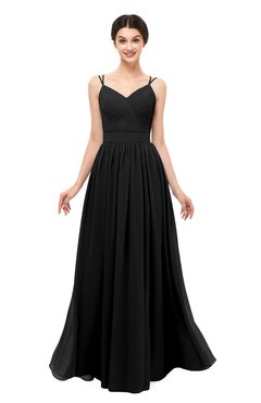 ColsBM Bryn Black Bridesmaid Dresses Floor Length Sash Sleeveless Simple A-line Criss-cross Straps