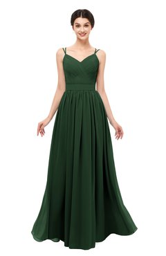 ColsBM Bryn Hunter Green Bridesmaid Dresses Floor Length Sash Sleeveless Simple A-line Criss-cross Straps