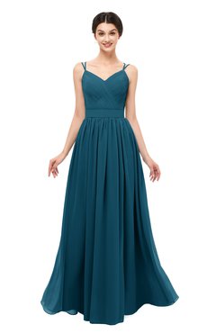 ColsBM Bryn Moroccan Blue Bridesmaid Dresses Floor Length Sash Sleeveless Simple A-line Criss-cross Straps