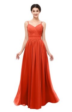 ColsBM Bryn Persimmon Bridesmaid Dresses Floor Length Sash Sleeveless Simple A-line Criss-cross Straps