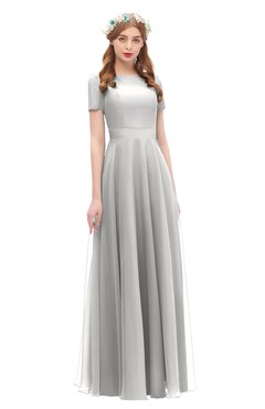 ColsBM Morgan Platinum Bridesmaid Dresses Zip up A-line Traditional Sash Bateau Short Sleeve