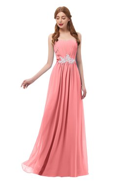 ColsBM Jess Coral Bridesmaid Dresses Sleeveless Appliques Strapless A-line Zipper Modern